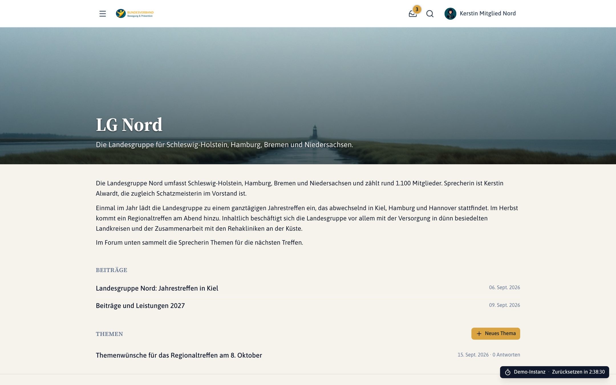 Eine Rubrik der Demo BBP